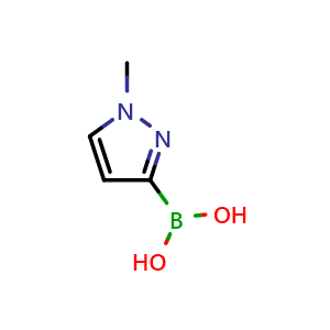 Chemical structure of (1-methyl-1H-pyrazol-3-yl)boronic acid , CAS 869973-96-6, AChemBlock Q57097
