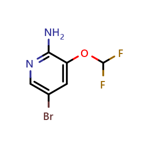 Chemical structure of 5-bromo-3-(difluoromethoxy)pyridin-2-amine , CAS 947249-13-0, AChemBlock Q57133
