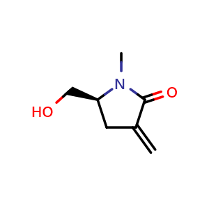 Chemical structure of (S)-5-(hydroxymethyl)-1-methyl-3-methylenepyrrolidin-2-one , CAS 1648748-71-3, AChemBlock Q57152