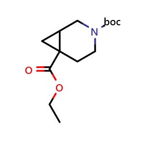 Chemical structure of 3-(tert-butyl) 6-ethyl 3-azabicyclo[4.1.0]heptane-3,6-dicarboxylate , CAS 1309352-50-8, AChemBlock Q57170