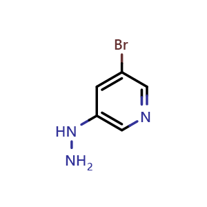 Chemical structure of 3-bromo-5-hydrazineylpyridine , CAS 801203-50-9, AChemBlock Q57187