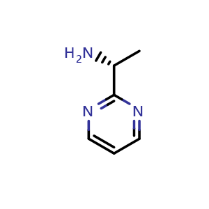 Chemical structure of (R)-1-(pyrimidin-2-yl)ethan-1-amine , CAS 1344931-27-6, AChemBlock Q57196