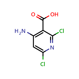 Chemical structure of 4-amino-2,6-dichloronicotinic acid , CAS 929288-22-2, AChemBlock Q57198