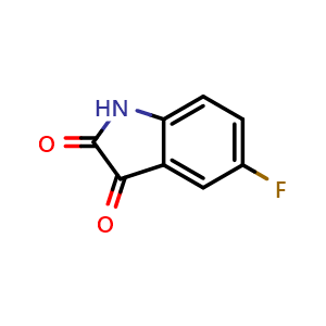 Chemical structure of 5-fluoroindoline-2,3-dione , CAS 443-69-6, AChemBlock Q57204