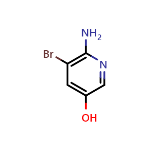 Chemical structure of 6-amino-5-bromopyridin-3-ol , CAS 186593-53-3, AChemBlock Q57213