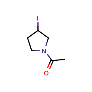 Chemical structure of 1-(3-iodopyrrolidin-1-yl)ethan-1-one , CAS 1353970-99-6, AChemBlock Q57221