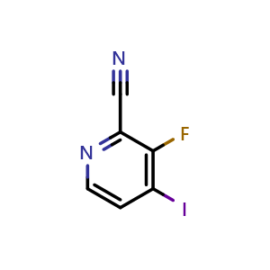 Chemical structure of 3-fluoro-4-iodopicolinonitrile , CAS 669066-35-7, AChemBlock Q57227