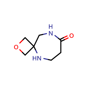 Chemical structure of 2-Oxa-5,9-diazaspiro[3.6]decan-8-one , CAS 2091940-57-5, AChemBlock Q57253