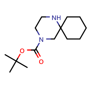 Chemical structure of tert-butyl 1,4-diazaspiro[5.5]undecane-4-carboxylate , CAS 886766-44-5, AChemBlock Q57262
