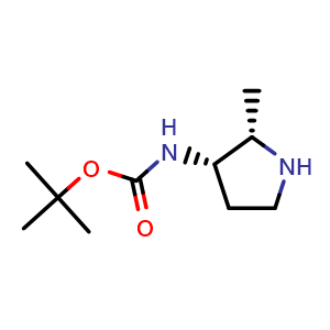 Chemical structure of tert-butyl ((2S,3S)-2-methylpyrrolidin-3-yl)carbamate , CAS 1820571-09-2, AChemBlock Q57277