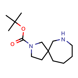 Chemical structure of tert-butyl 2,7-diazaspiro[4.6]undecane-2-carboxylate , CAS 1205750-33-9, AChemBlock Q57281
