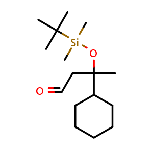 Chemical structure of 3-((tert-butyldimethylsilyl)oxy)-3-cyclohexylbutanal , CAS 2044927-01-5, AChemBlock Q57301