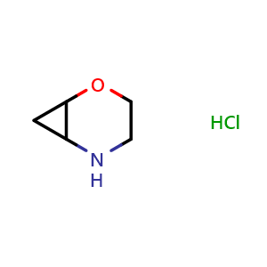 Chemical structure of 2-oxa-5-azabicyclo[4.1.0]heptane hydrochloride , CAS 1354952-28-5, AChemBlock Q57312