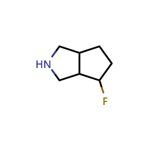 Chemical structure of 4-fluorooctahydrocyclopenta[c]pyrrole , CAS 1423117-37-6, AChemBlock Q57328