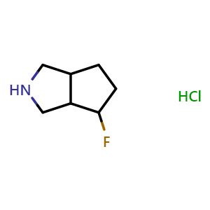 Chemical structure of 4-fluorooctahydrocyclopenta[c]pyrrole hydrochloride , CAS 1423031-21-3, AChemBlock Q57329