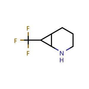 Chemical structure of 7-(trifluoromethyl)-2-azabicyclo[4.1.0]heptane , CAS 1311569-58-0, AChemBlock Q57333