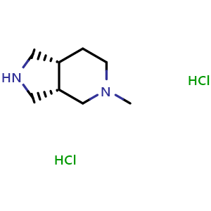 Chemical structure of (3aS,7aR)-5-methyloctahydro-1H-pyrrolo[3,4-c]pyridine dihydrochloride , CAS 1807939-12-3, AChemBlock Q57350