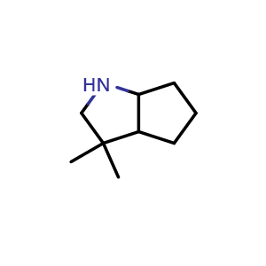 Chemical structure of 3,3-dimethyloctahydrocyclopenta[b]pyrrole , CAS 1542725-55-2, AChemBlock Q57351