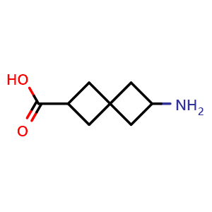 Chemical structure of 6-Aminospiro[3.3]heptane-2-carboxylic acid , CAS 28345-67-7, AChemBlock Q57377