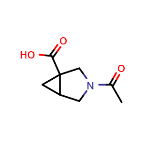 Chemical structure of 3-acetyl-3-azabicyclo[3.1.0]hexane-1-carboxylic acid , CAS 1268521-07-8, AChemBlock Q57383