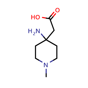 Chemical structure of 2-(4-amino-1-methylpiperidin-4-yl)acetic acid , CAS 933752-88-6, AChemBlock Q57384