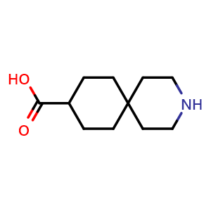 Chemical structure of 3-azaspiro[5.5]undecane-9-carboxylic acid , CAS 1356386-19-0, AChemBlock Q57385