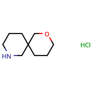 Chemical structure of 2-Oxa-8-azaspiro[5.5]undecane hydrochloride , CAS 1987557-31-2, AChemBlock Q57390