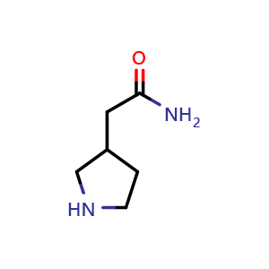 Chemical structure of 2-(pyrrolidin-3-yl)acetamide , CAS 585538-84-7, AChemBlock Q57405