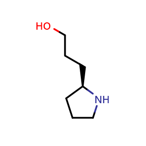 Chemical structure of (S)-3-(pyrrolidin-2-yl)propan-1-ol , CAS 175792-13-9, AChemBlock Q57415