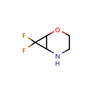 Chemical structure of 7,7-difluoro-2-oxa-5-azabicyclo[4.1.0]heptane , CAS 1258640-26-4, AChemBlock Q57431