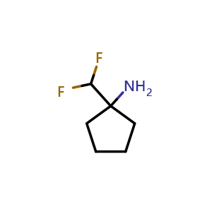 Chemical structure of 1-(difluoromethyl)cyclopentan-1-amine , CAS 1461705-26-9, AChemBlock Q57435