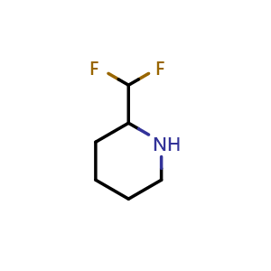 Chemical structure of 2-(difluoromethyl)piperidine , CAS 1255859-32-5, AChemBlock Q57442