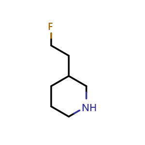 Chemical structure of 3-(2-fluoroethyl)piperidine , CAS 1219960-39-0, AChemBlock Q57445