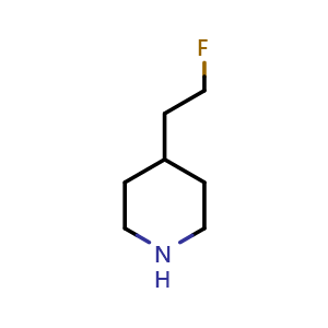 Chemical structure of 4-(2-fluoroethyl)piperidine , CAS 184042-57-7, AChemBlock Q57446