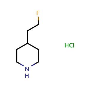 Chemical structure of 4-(2-fluoroethyl)piperidine hydrochloride , CAS 184044-25-5, AChemBlock Q57447