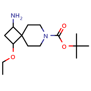 Chemical structure of tert-butyl 1-amino-3-ethoxy-7-azaspiro[3.5]nonane-7-carboxylate , CAS 1354953-72-2, AChemBlock Q57463