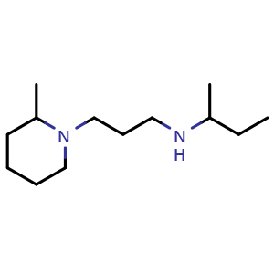 Chemical structure of N-(3-(2-methylpiperidin-1-yl)propyl)butan-2-amine , CAS 1019578-36-9, AChemBlock Q57487