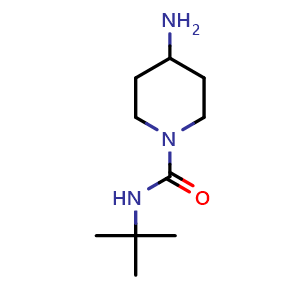 Chemical structure of 4-amino-N-(tert-butyl)piperidine-1-carboxamide , CAS 1042784-43-9, AChemBlock Q57491
