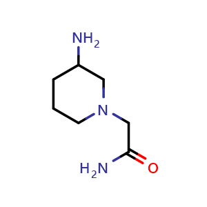Chemical structure of 2-(3-aminopiperidin-1-yl)acetamide , CAS 1016531-29-5, AChemBlock Q57492