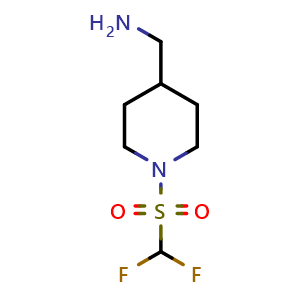 Chemical structure of (1-((difluoromethyl)sulfonyl)piperidin-4-yl)methanamine , CAS 1154670-28-6, AChemBlock Q57518