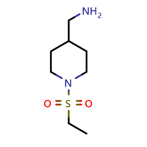 Chemical structure of (1-(Ethylsulfonyl)piperidin-4-yl)methanamine , CAS 1018507-23-7, AChemBlock Q57520