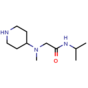 Chemical structure of N-isopropyl-2-(methyl(piperidin-4-yl)amino)acetamide , CAS 1155107-93-9, AChemBlock Q57526