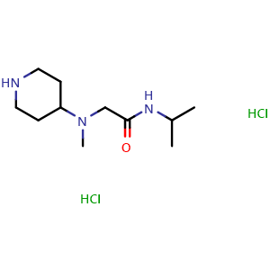 Chemical structure of N-isopropyl-2-(methyl(piperidin-4-yl)amino)acetamide dihydrochloride , CAS 1423025-42-6, AChemBlock Q57527