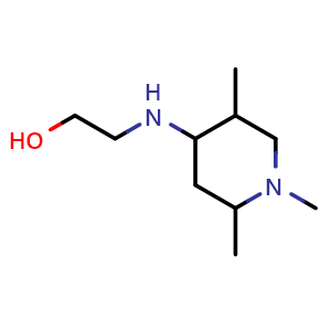 Chemical structure of 2-((1,2,5-trimethylpiperidin-4-yl)amino)ethan-1-ol , CAS 113556-56-2, AChemBlock Q57530