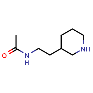 Chemical structure of N-(2-(piperidin-3-yl)ethyl)acetamide , CAS 1182921-56-7, AChemBlock Q57546