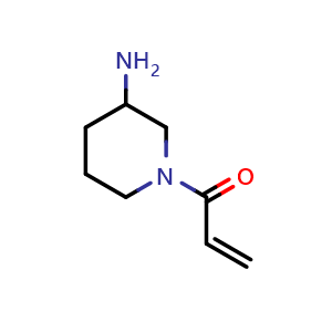 Chemical structure of 1-(3-aminopiperidin-1-yl)prop-2-en-1-one , CAS 1250506-63-8, AChemBlock Q57573