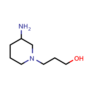 Chemical structure of 3-(3-aminopiperidin-1-yl)propan-1-ol , CAS 1250587-26-8, AChemBlock Q57575