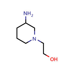 Chemical structure of 2-(3-aminopiperidin-1-yl)ethan-1-ol , CAS 1292389-57-1, AChemBlock Q57576
