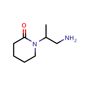 Chemical structure of 1-(1-aminopropan-2-yl)piperidin-2-one , CAS 1343503-76-3, AChemBlock Q57598