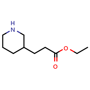 Chemical structure of ethyl 3-(piperidin-3-yl)propanoate , CAS 91017-00-4, AChemBlock Q57599